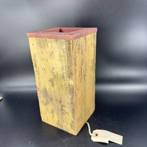 Eric Erf Primitive Barn Wood Vase Vessel Vintage Decor Hand Made Reclaimed VTG - Picture 13 of 15